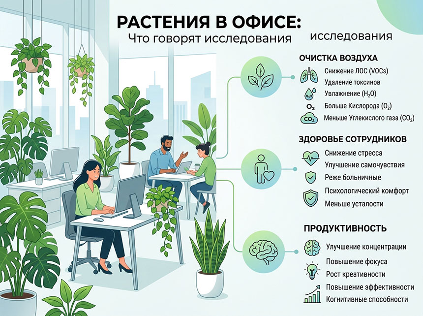 Исследования об эффективности озеленения офиса