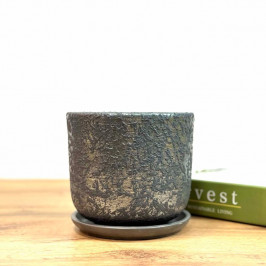 Темно-серый горшок с узорами D:15