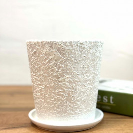 Белый конусный горшок с фактурой D:15